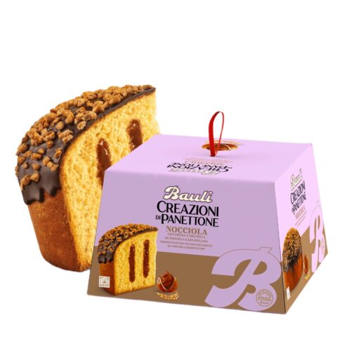 Bauli Panettone Nocciola in package and sliced